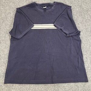 Gap Factory Mens XL Navy Blue Waffle Knit Striped Short Sleeve T-Shirt Cotton